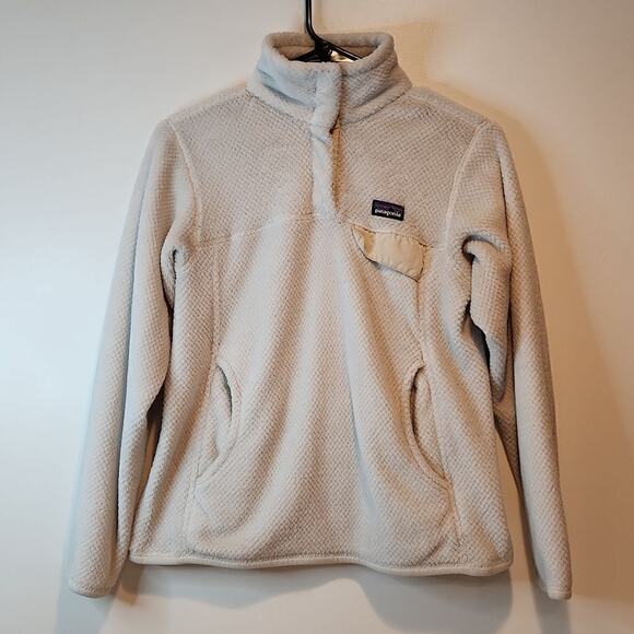 Patagonia Re-Tool 1/4 Snap Fleece Pullover Women's Size Small White/Cream EUC - Picture 1 of 14